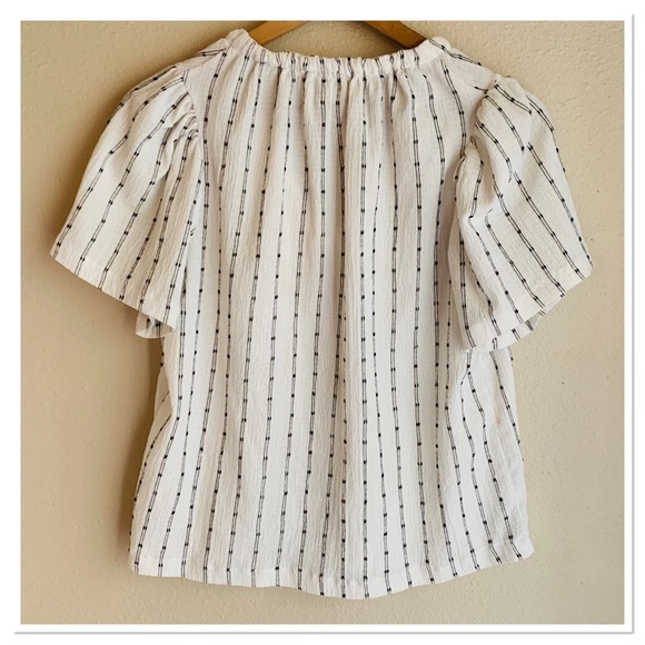 Madewell Tie Neck Tunic Top Knit Dot Pattern Ivory Black Size Small - Picture 5 of 8